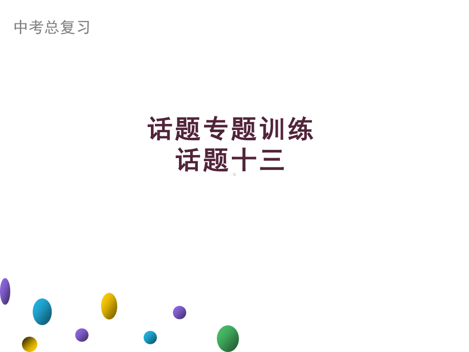 2021年广东中考英语二轮复习生活话题集训课件 话题十三　安全救护.ppt_第1页