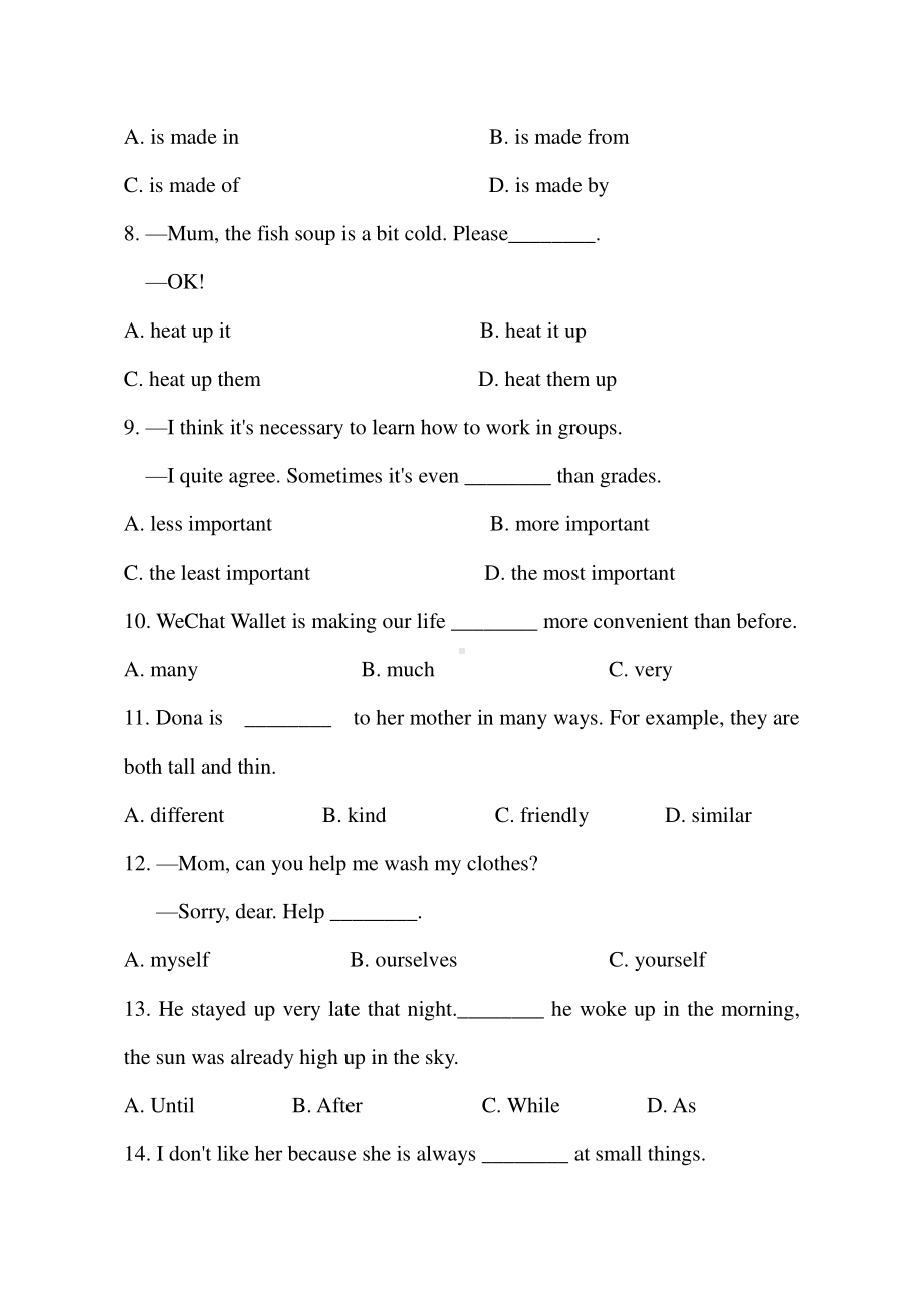 外研版九年级下册英语 Module 6 Eating together 单元测试卷 （有答案）.docx_第2页