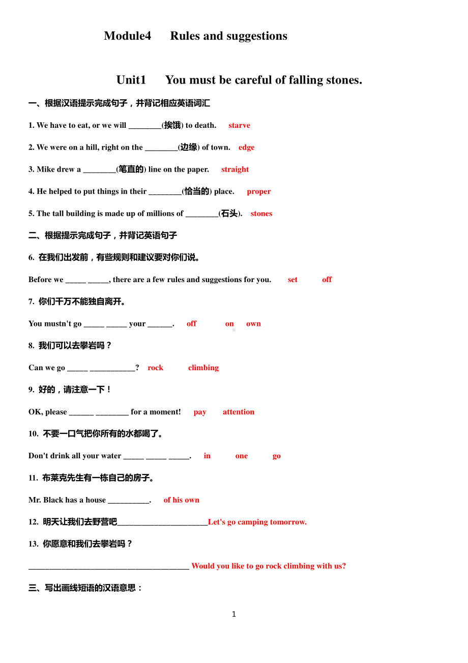 外研版九年级下册英语Module4Rules and suggestions模块练习题（含答案）.docx_第1页