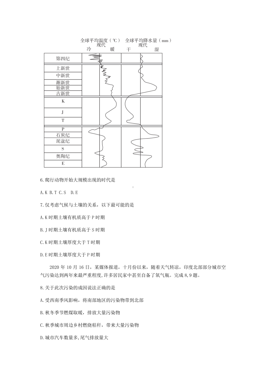 浙江省超级全能生2021届高三下学期3月联考地理试题 Word版含答案.docx_第3页