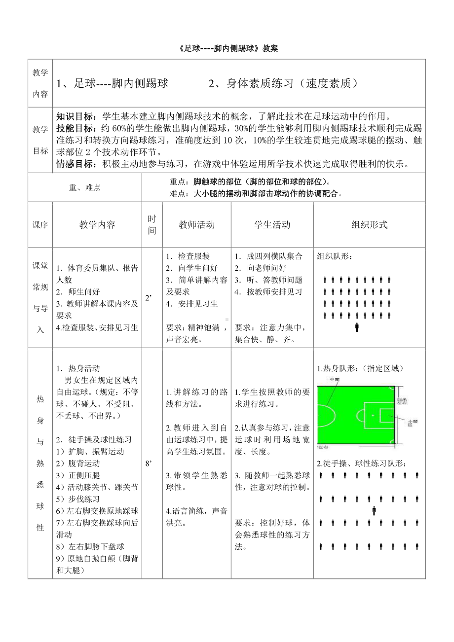 2020—2021学年人教版七年级体育全一册：第3章《足球—脚内侧踢球》-教案.doc_第3页