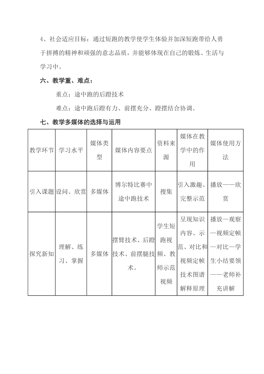 2020—2021学年人教版七年级体育全一册-第2章田径-短跑的途中跑技术-教案.doc_第3页