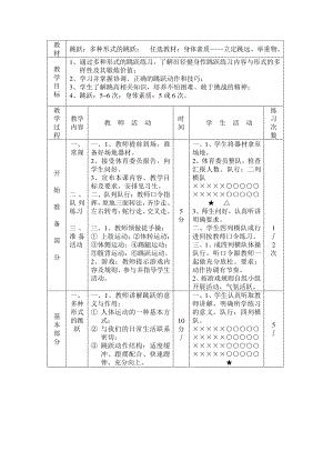 2020—2021学年人教版七年级体育全一册-第2章田径-跳跃：多种形式的跳跃-教案.doc