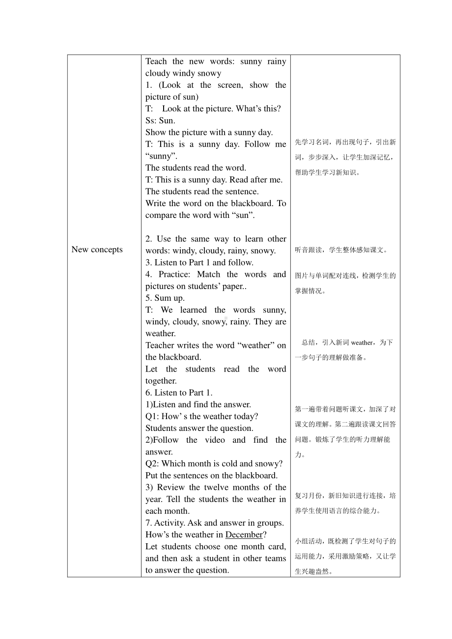 冀教版（一起）四下-Unit 2 Seasons-Lesson 9 How's the Weather -教案、教学设计--(配套课件编号：c0f2f).doc_第2页