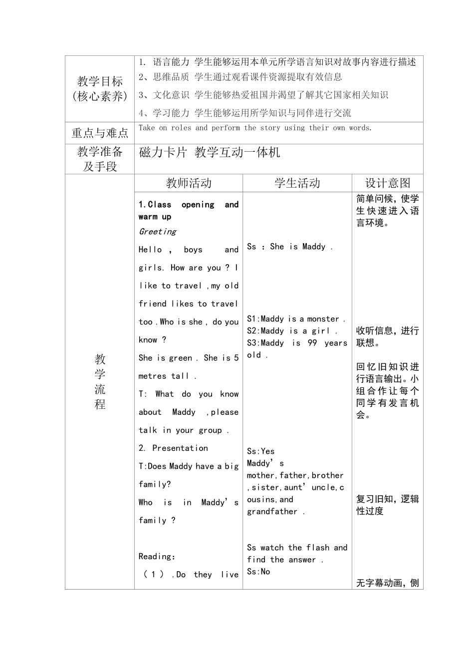 冀教版（一起）四下-Unit 4 Countries We Know-Lesson 24 Maddy's Family Photos-教案、教学设计-公开课-(配套课件编号：f14c7).docx_第1页