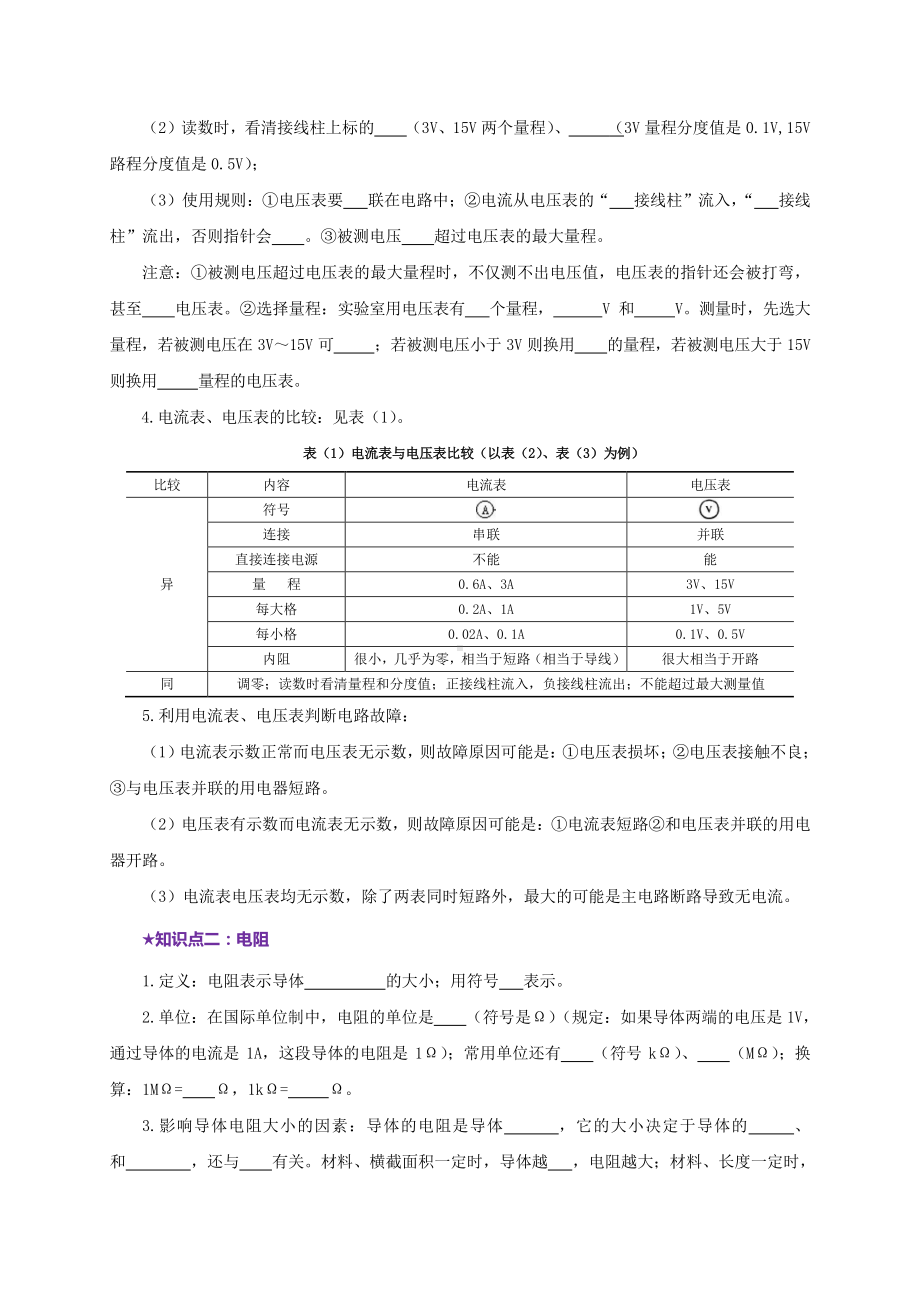 2021中考物理复习：专题16电压和电阻 教学案讲义+真题训练+单元测试（学生版+解析版） .doc_第2页