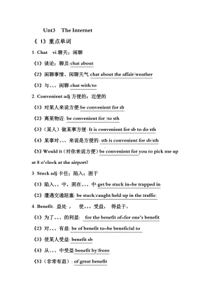 2019新人教版高中英语必修第二册Unit3 The Internet 知识清单.doc