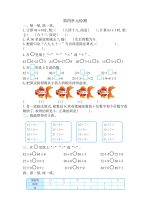 2021年春人教版二年级数学下册第四单元测试卷及答案二.docx