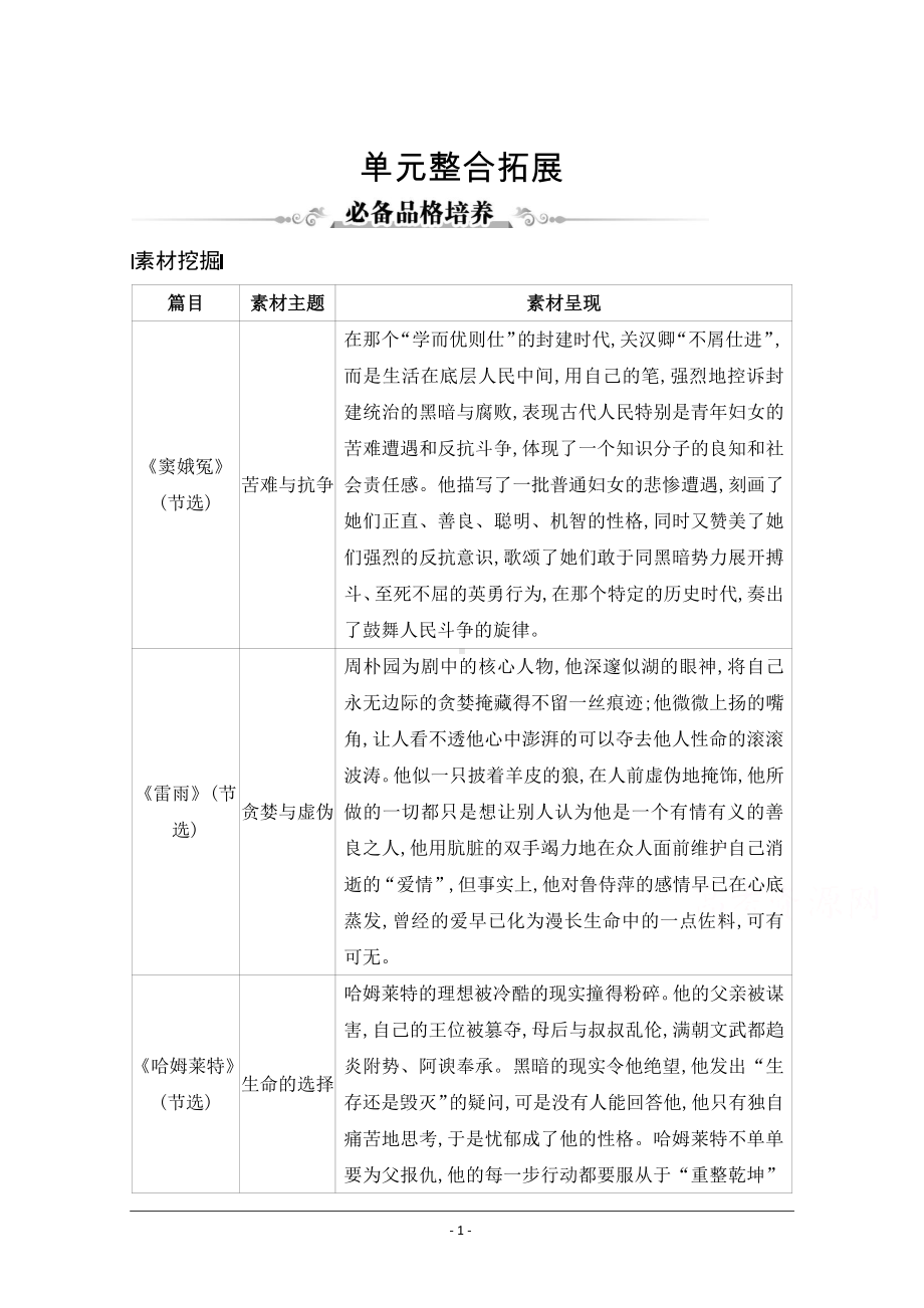 必修下册（人教版）练习：第二单元单元整合拓展 Word版含解析.doc_第1页