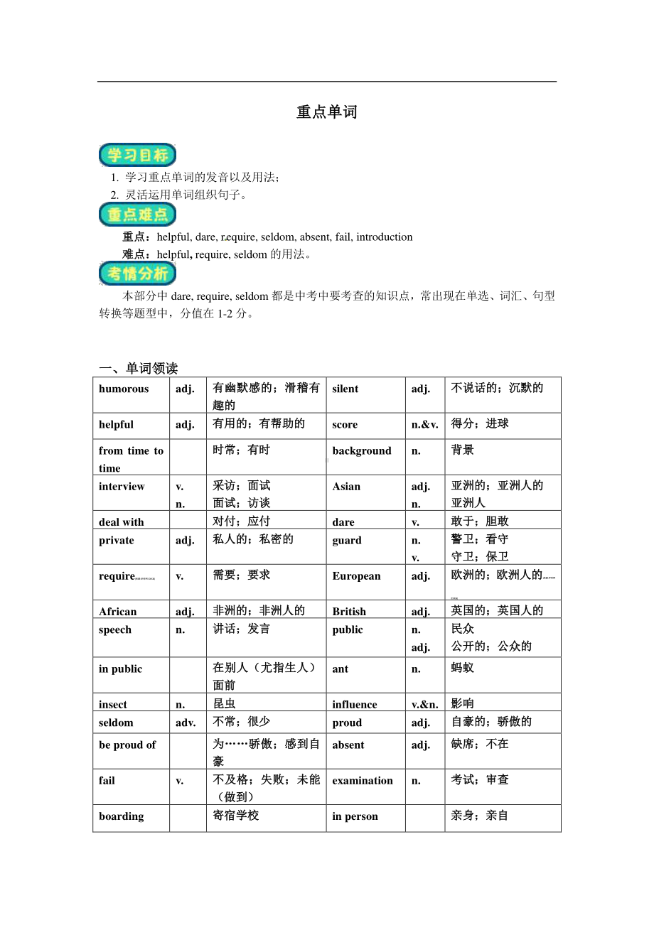 人教版 九年级全册英语 Unit 4 I used to be afraid of the dark复习教案.doc_第1页