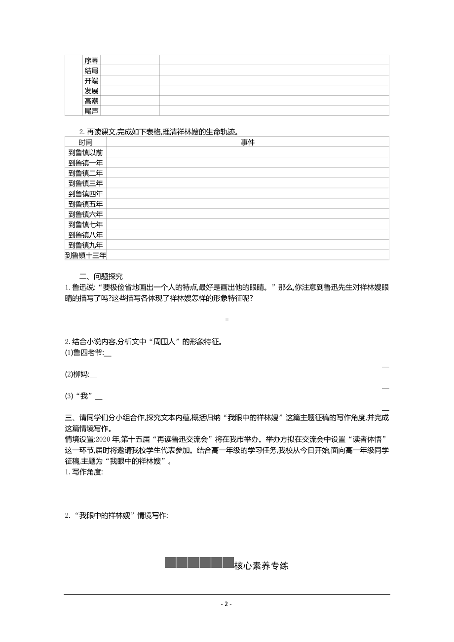 人教版必修下册学案：第六单元第十二课 祝福 Word版含答案.docx_第2页