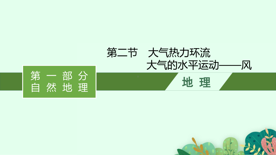 2022年（新教材湘教版）新高考地理一轮复习课件：第三章　第二节　大气热力环流　大气的水平运动-风.pptx_第1页