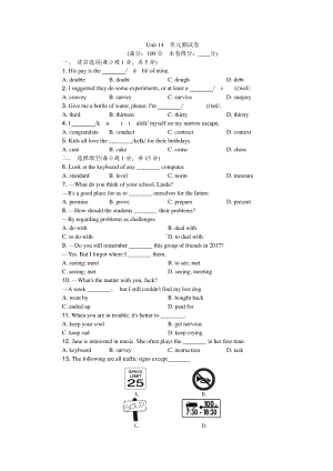 人教版九年级英语Unit 14单元测试卷（带答案）.doc