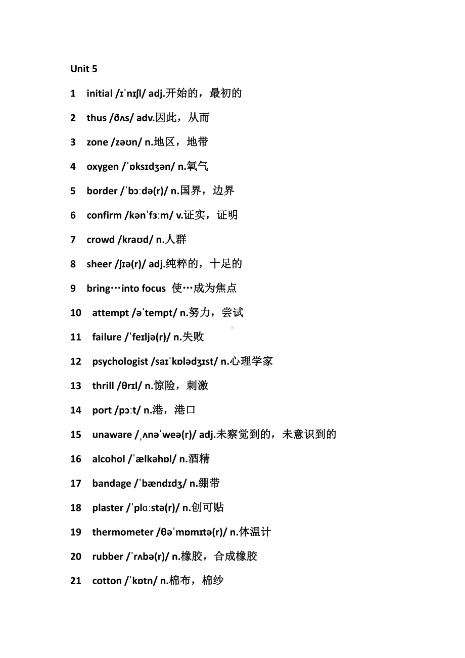 2021新外研版高中英语必修第三册unit 5单词表.doc_第1页