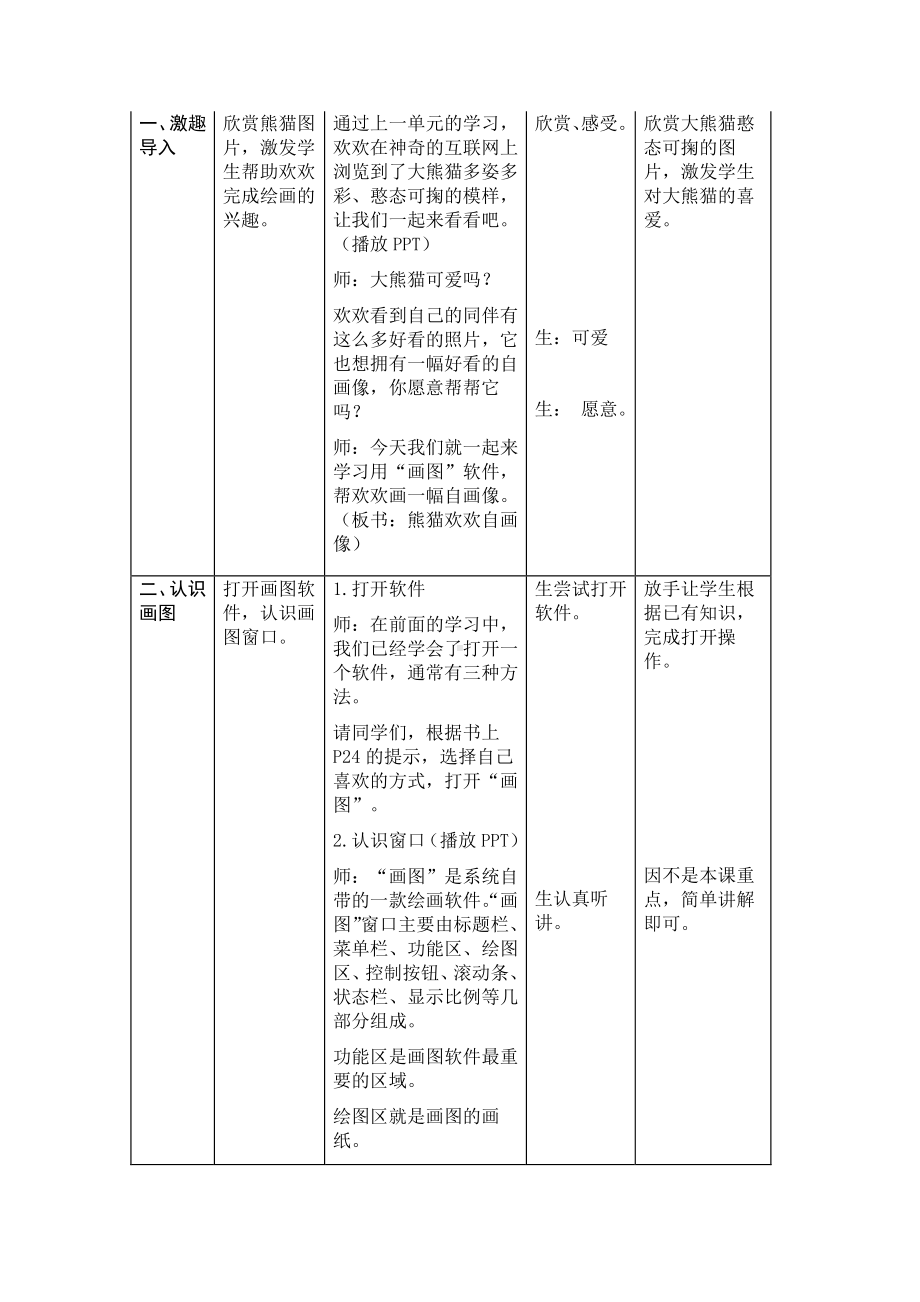 2019新川教版三年级下册信息技术 2.1 熊猫欢欢自画像 教案.doc_第3页