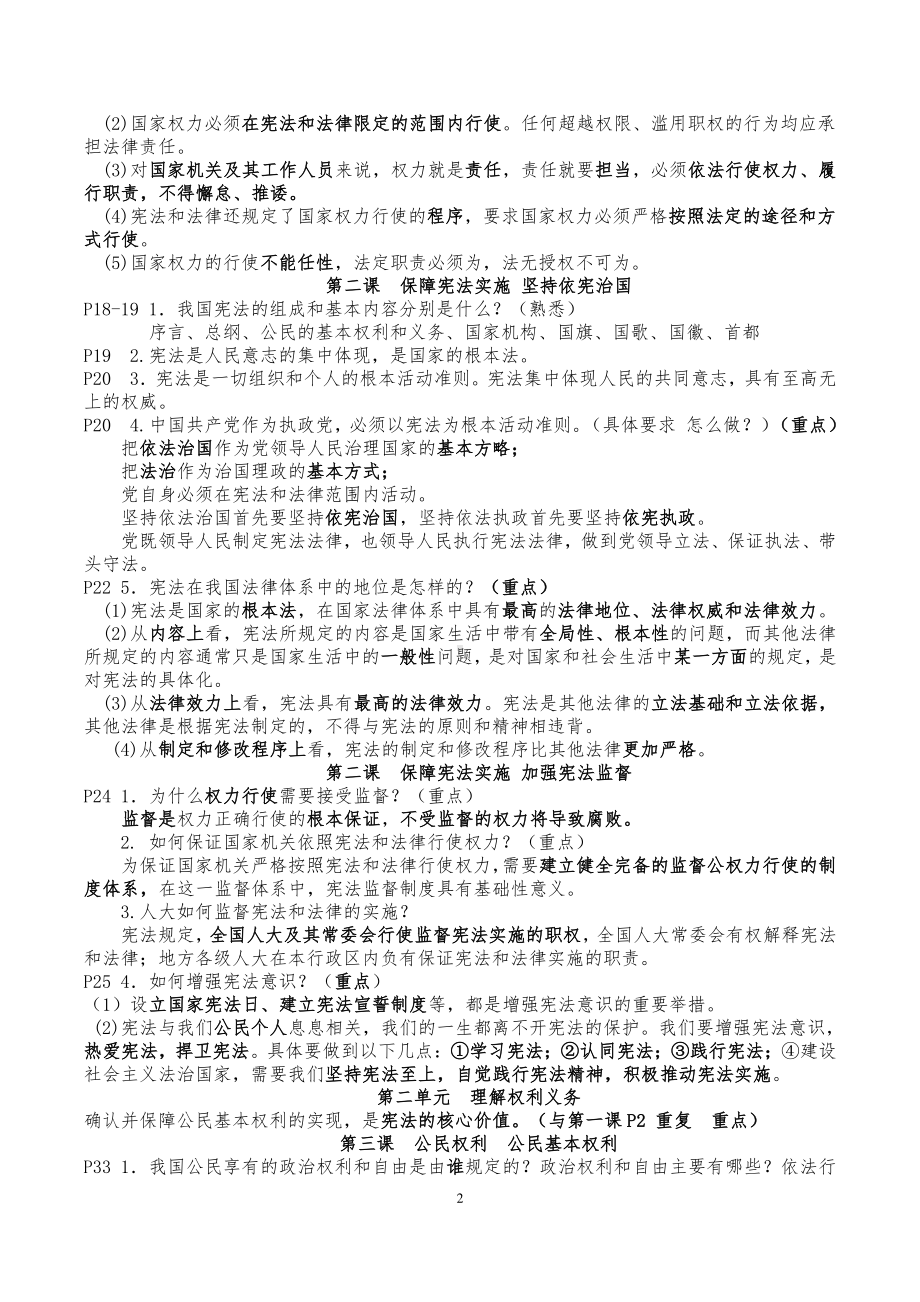 人教版2021春八年级下册道德与法治全册知识点复习提纲.doc_第2页