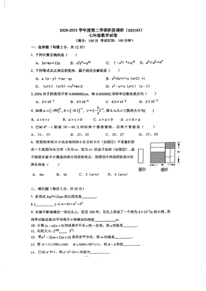 2020-2021南京29中鼓楼实验七年级数学下册3月月考试卷及答案.pdf