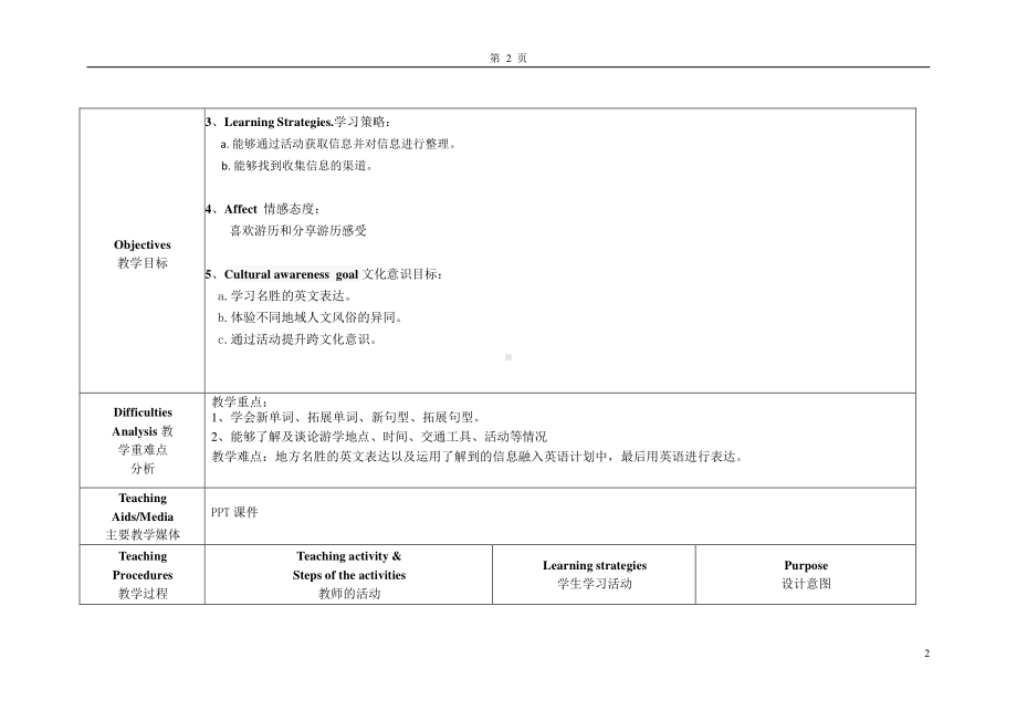 粤教版（三起）五下-Culture 1：Study Tour-教案、教学设计-公开课-(配套课件编号：90f06).docx_第2页