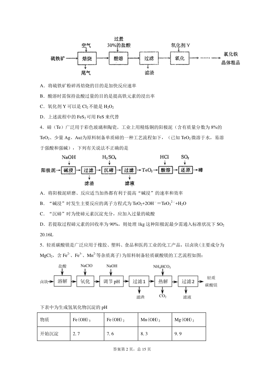 2021届高考二轮复习必做热点专题09化工流程题含答案.docx_第2页