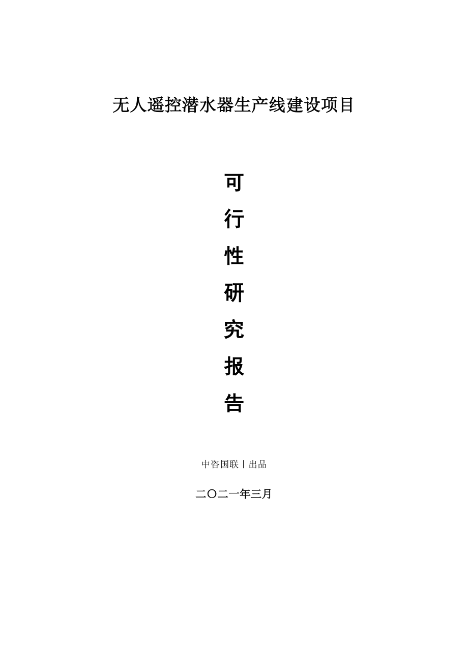 无人遥控潜水器生产建设项目可行性研究报告.doc_第1页