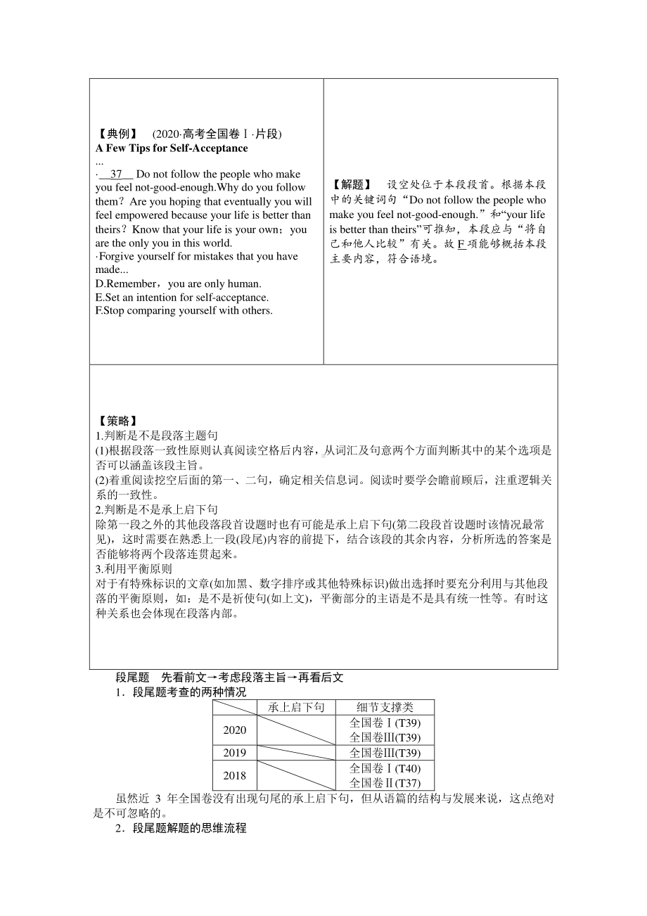 2021届新高考英语二轮复习教学案：专题二 阅读七选五（共2节）含解析.doc_第3页