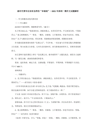 2021届高考深圳一模作文试题解析 新时代青年应该有怎样的“幸福观”.docx