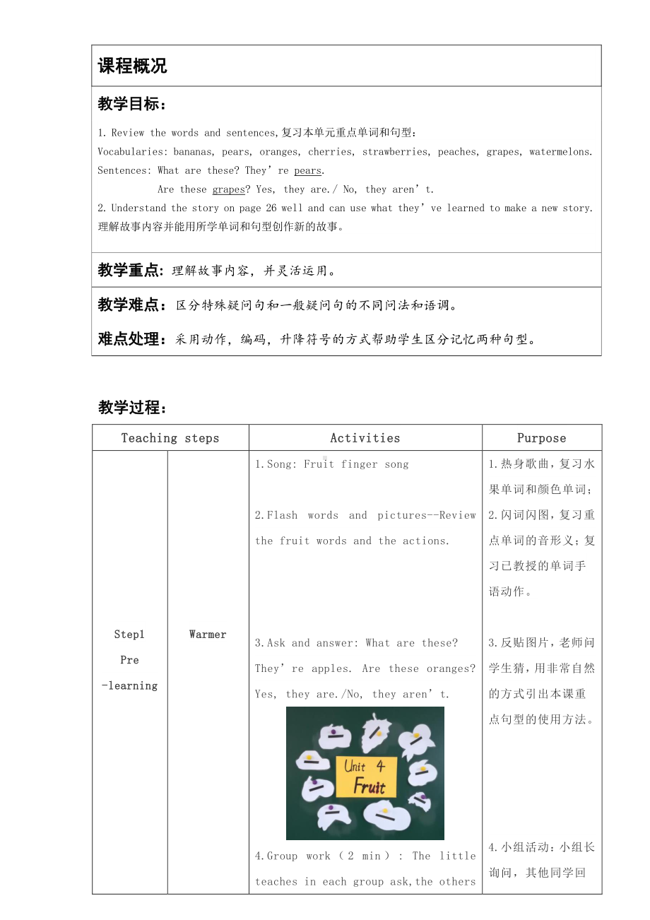 （广东）粤人版三下-Unit 4 Fruit-Lesson 2-教案、教学设计-部级优课-(配套课件编号：c0fe0).docx_第1页