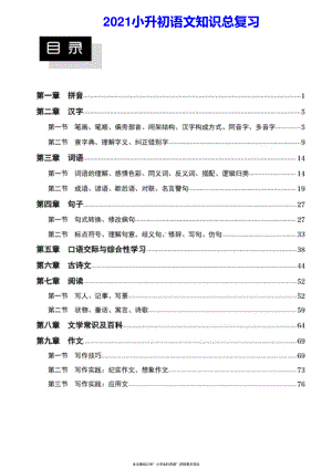 2021小升初语文知识总复习.pdf