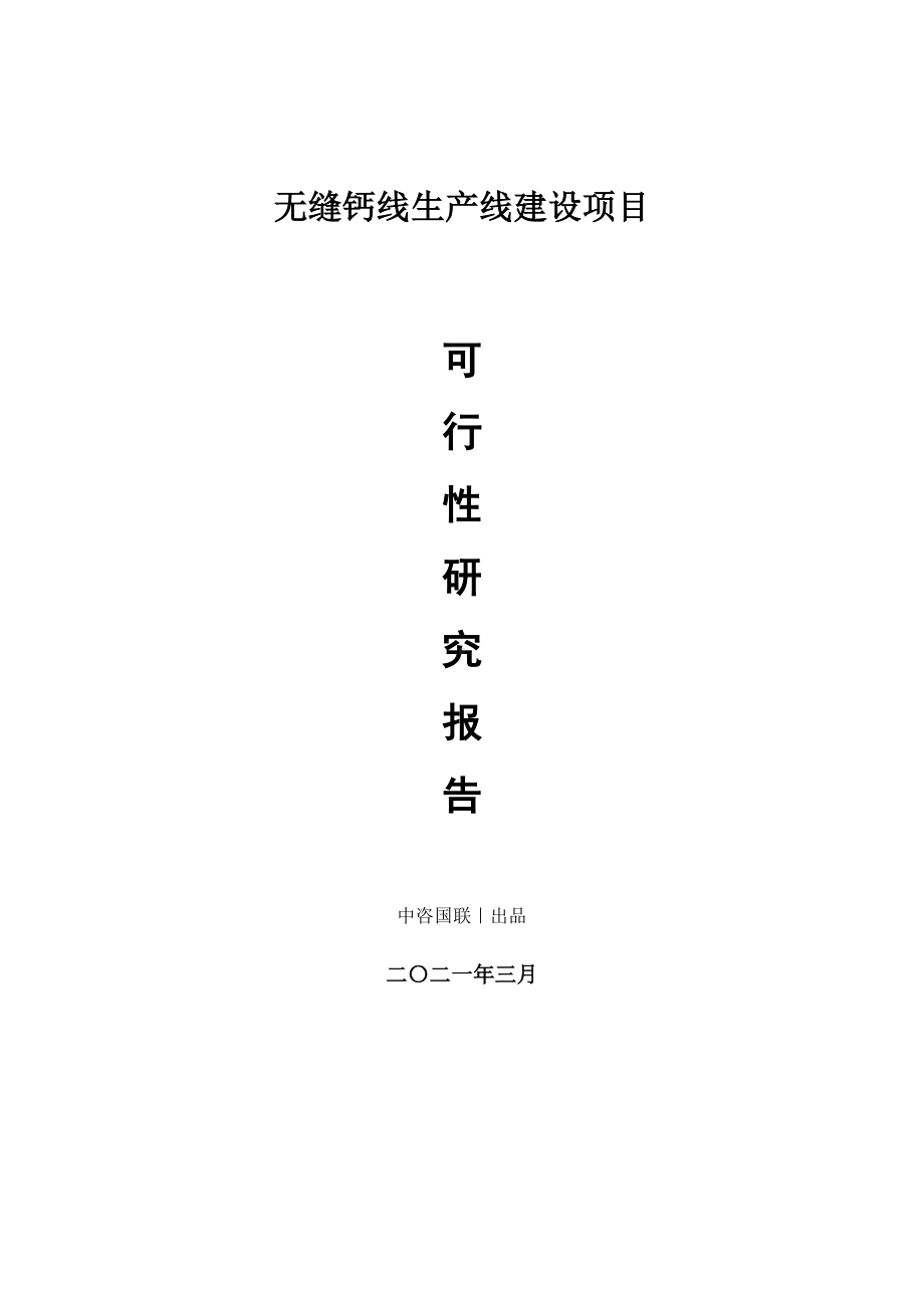 无缝钙线生产建设项目可行性研究报告.doc_第1页