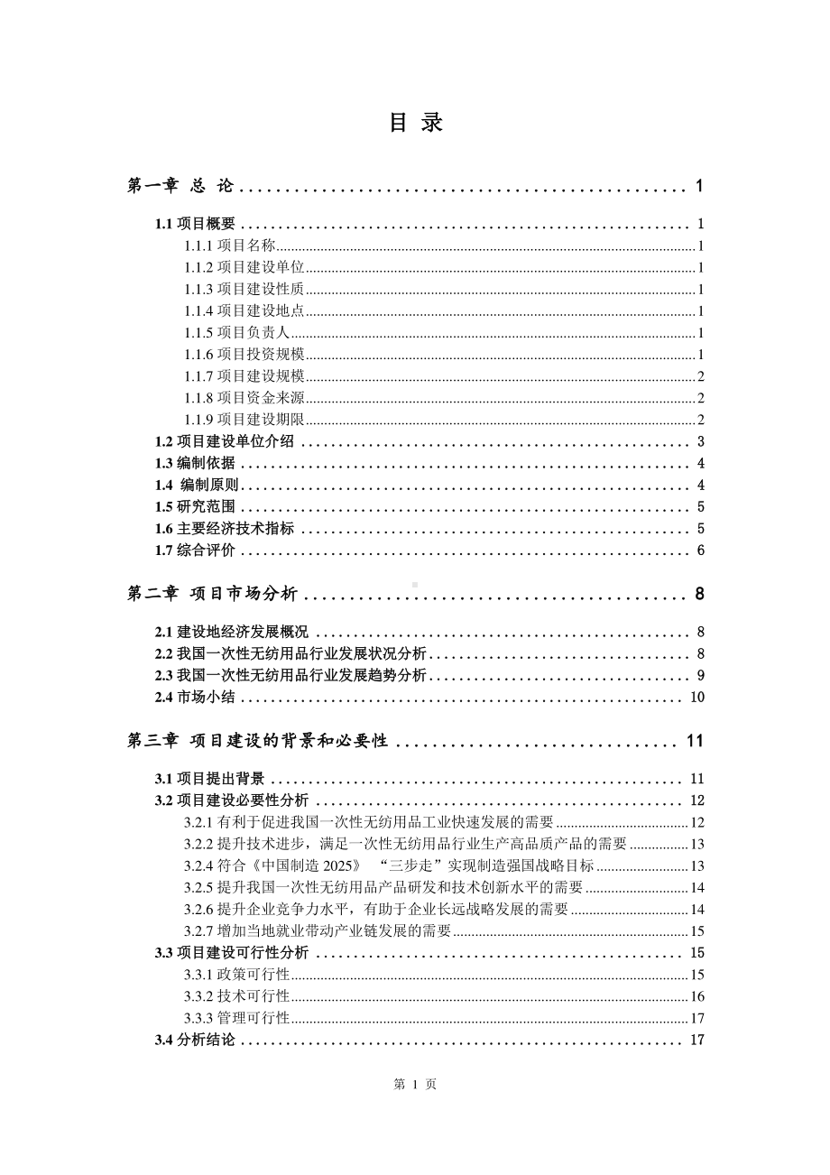 一次性无纺用品生产建设项目可行性研究报告.doc_第2页