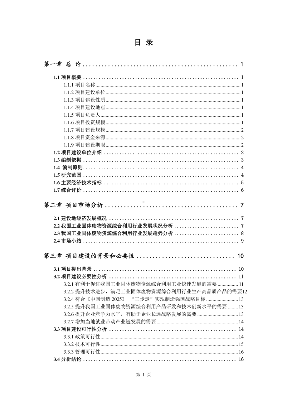 工业固体废物资源综合利用建设项目可行性研究报告.doc_第2页