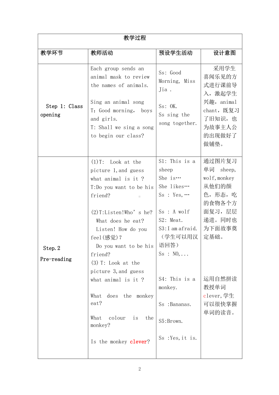 （三起）冀教版三年级下册-Unit 2 Animals at the zoo-Lesson 12 The Clever Monkey-教案、教学设计-公开课-(配套课件编号：d0a08).doc_第2页