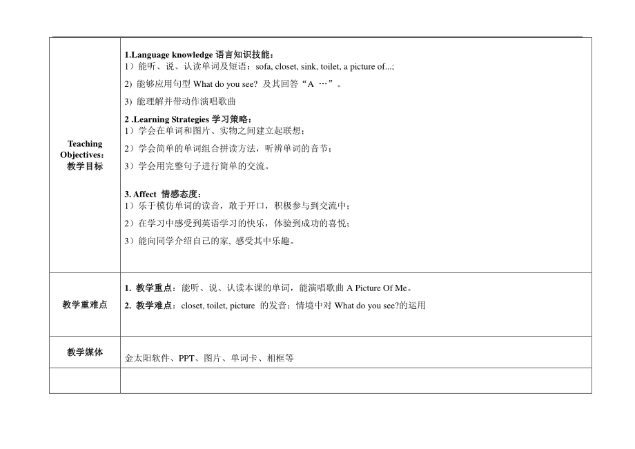 冀教版一年级下册-Unit 3 My Home-Lesson 15 What Do You See -教案、教学设计--(配套课件编号：a1ccd).doc_第2页