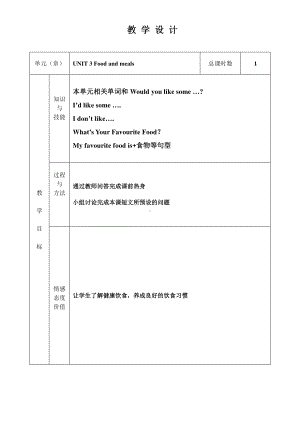 （三起）冀教版三年级下册-Unit 3 Food and Meals-Unit 3 Review-教案、教学设计--(配套课件编号：4009d).doc