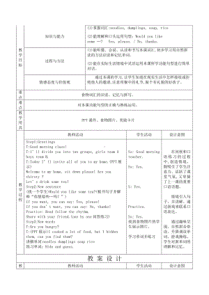 （三起）冀教版三年级下册-Unit 3 Food and Meals-Lesson 14 Would you Like Some Soup -教案、教学设计-公开课-(配套课件编号：40288).docx