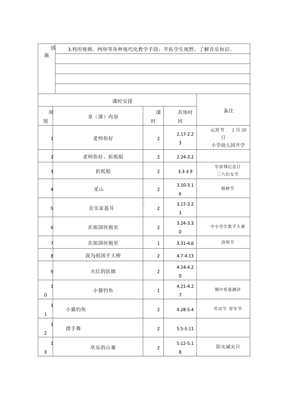 （汉川市XX乡八一中心小学）三（2）音乐、语文计划.doc_第2页