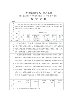 （汉川市XX乡八一中心小学）2019春科学教学计划.docx