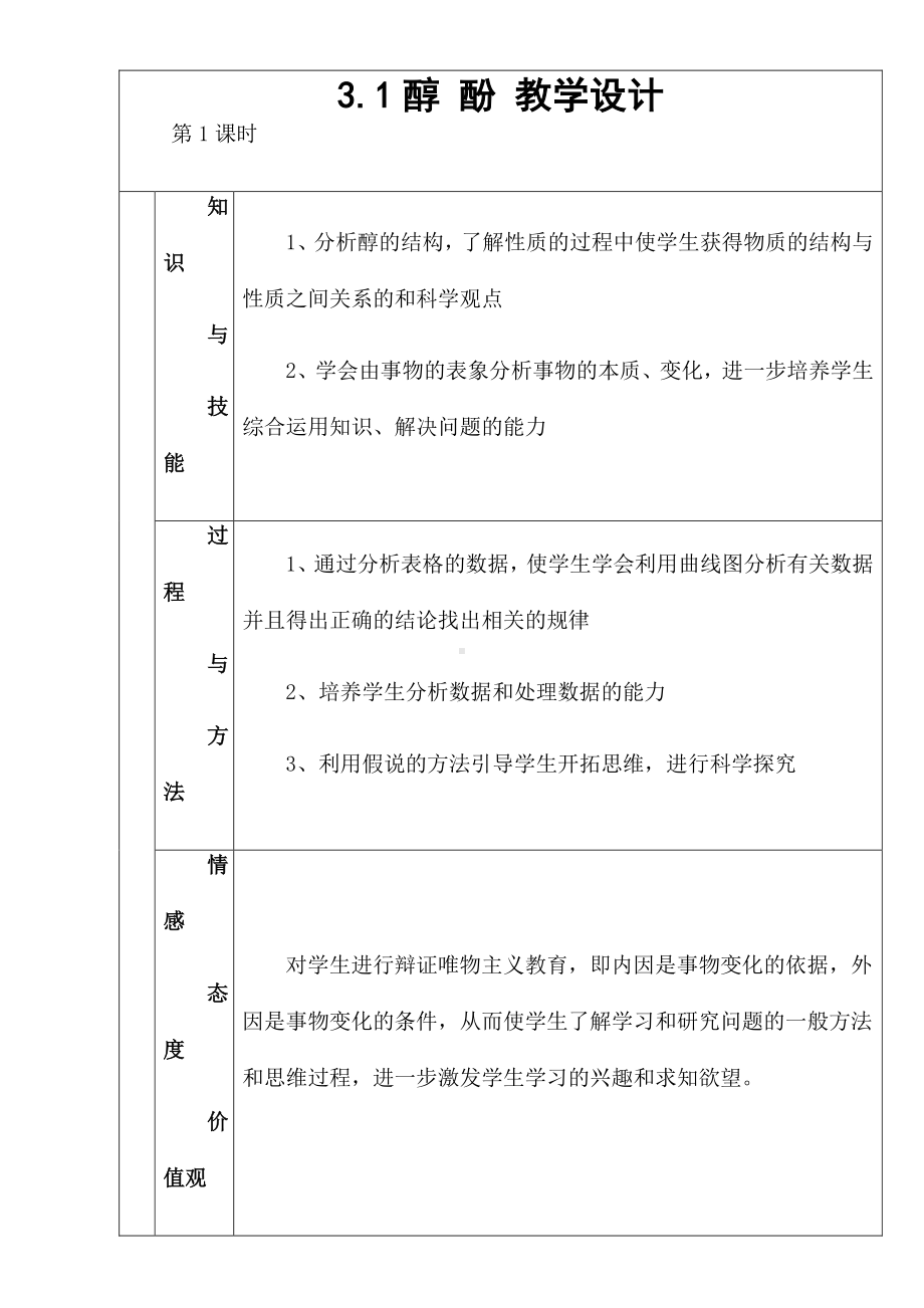 新人教版高中化学选修五 3.1醇 酚第1课时（教案1）.doc_第1页