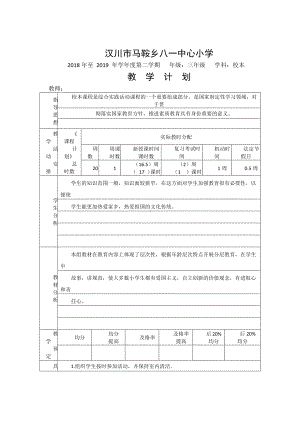 （汉川市XX乡八一中心小学）2019春三年级校本教学计划 .docx