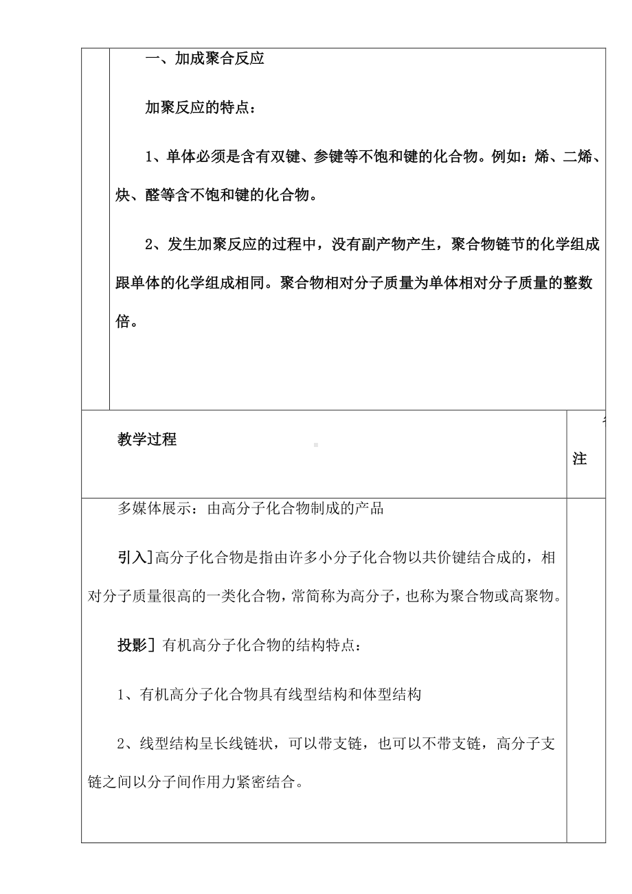 新人教版高中化学选修五 5.1合成高分子化合物的基本方法（教案1）.doc_第2页