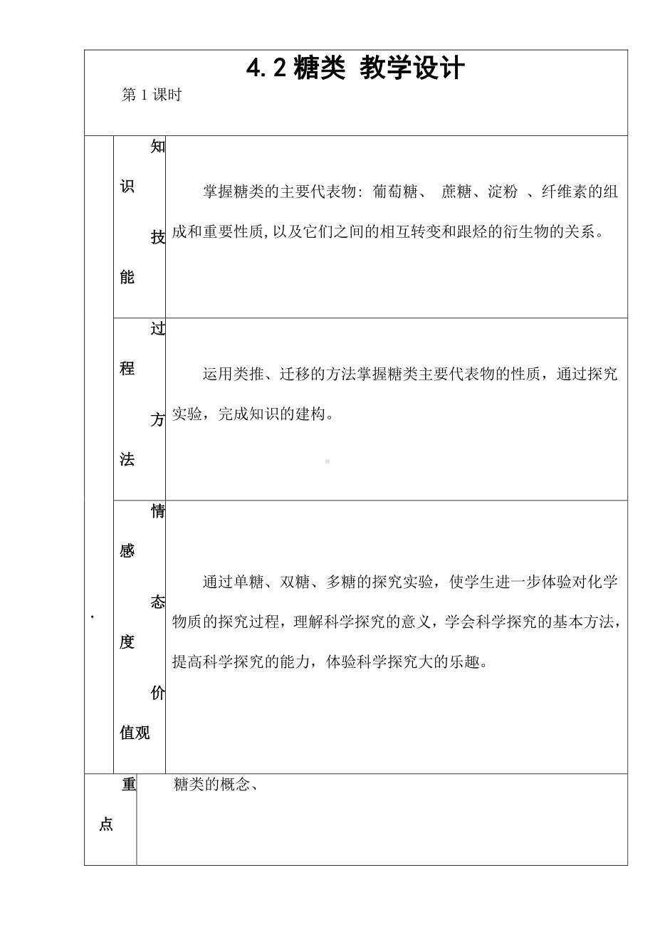 新人教版高中化学选修五 4.2糖类第1课时（教案1）.doc_第1页