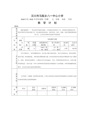 （汉川市XX乡八一中心小学）2019春教学计划 -体育.docx