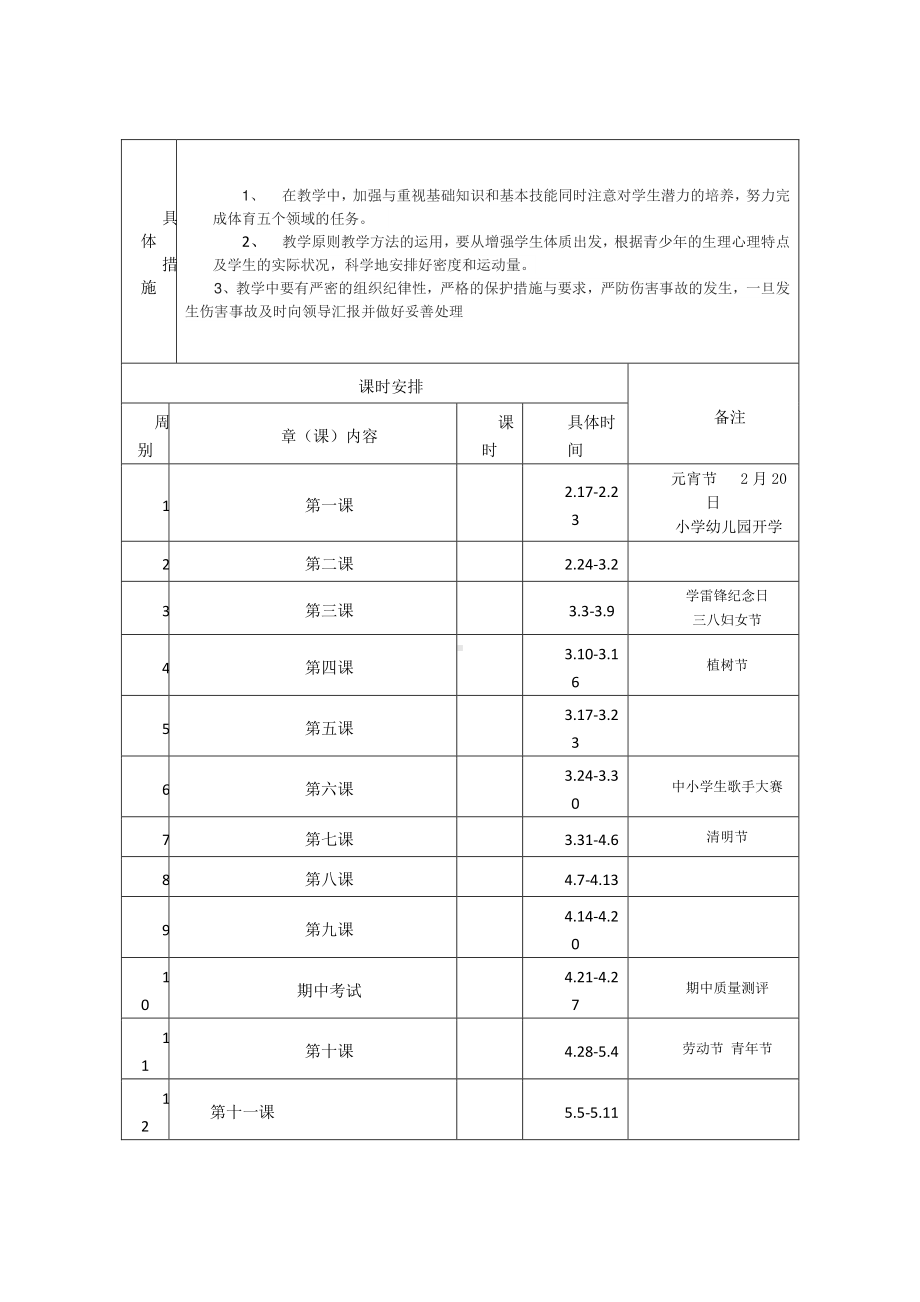 （汉川市XX乡八一中心小学）2019春教学计划 -体育.docx_第2页