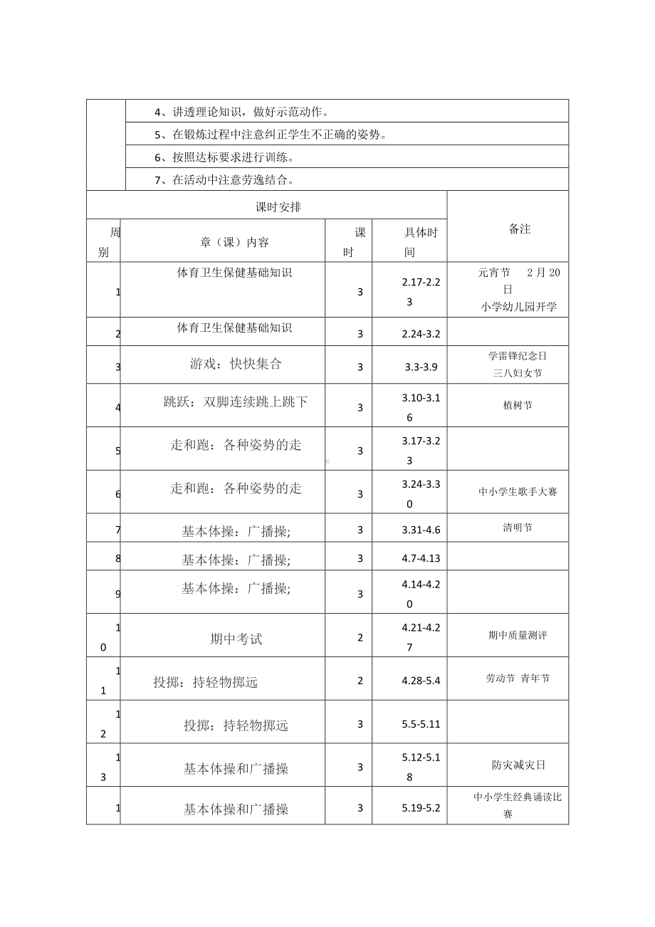 （汉川市XX乡八一中心小学）2019春二（1）体育教学计划.docx_第2页