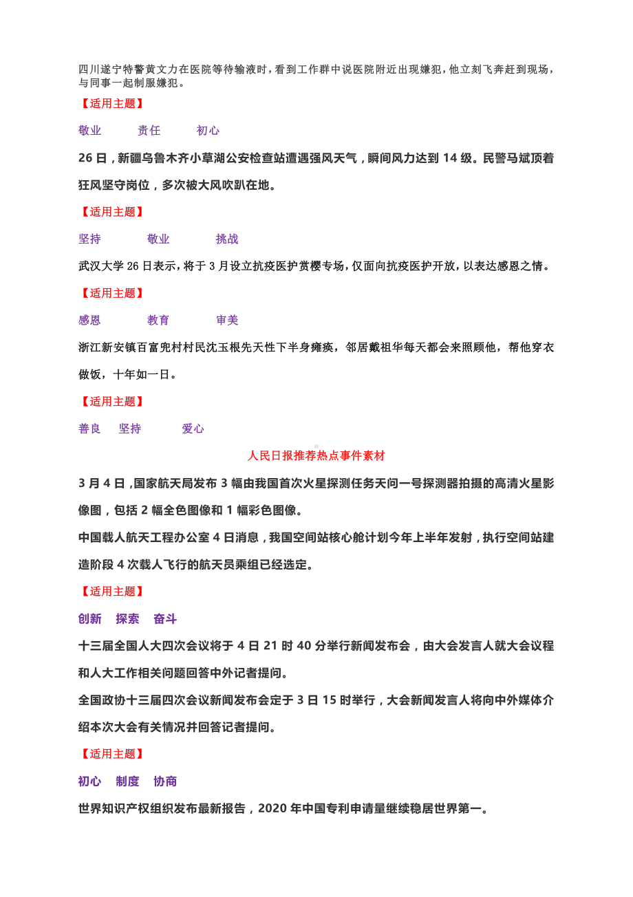 2021届2月24-3月5日人民日报推荐的满分语言、热点人物、热点事件素材汇编.docx_第3页