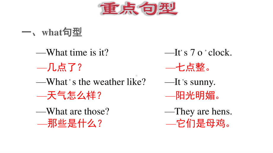 人教版PEP四年级下册英语：专项复习二：常用句型ppt课件.ppt_第3页