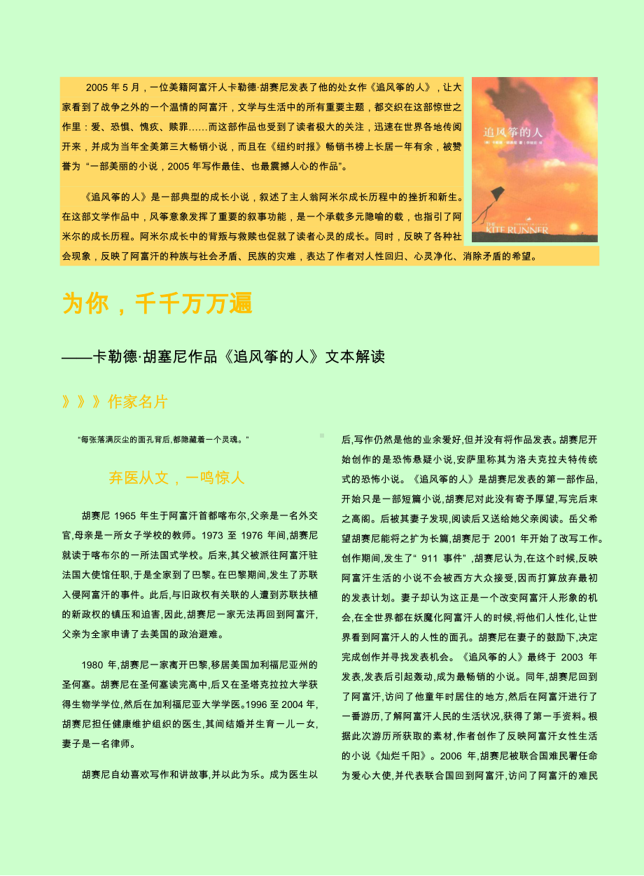 2021届高考语文-名作《追风筝的人》文本解读.docx_第1页