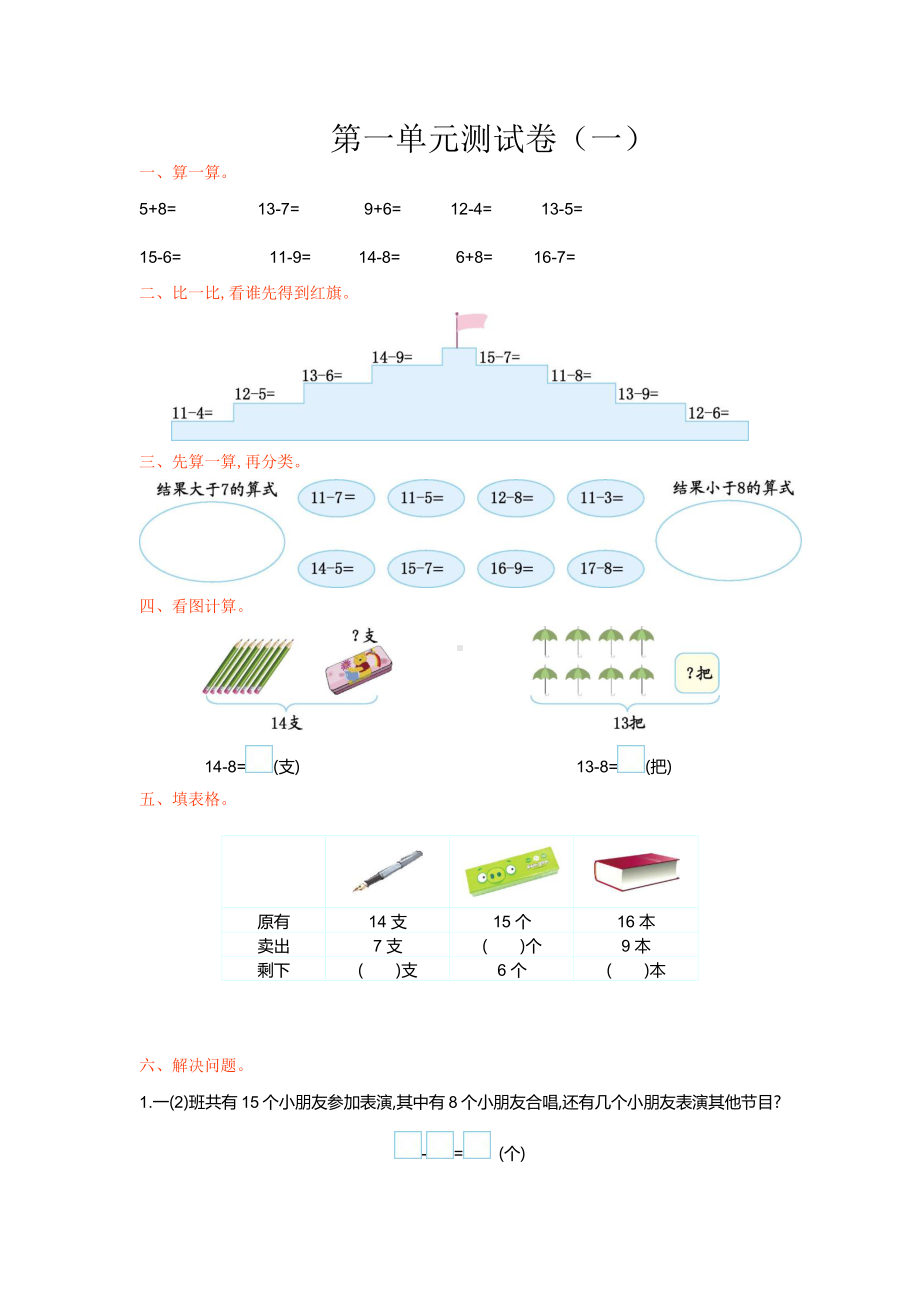 2021苏教版数学一下第1单元测试卷2（含答案）.doc_第1页