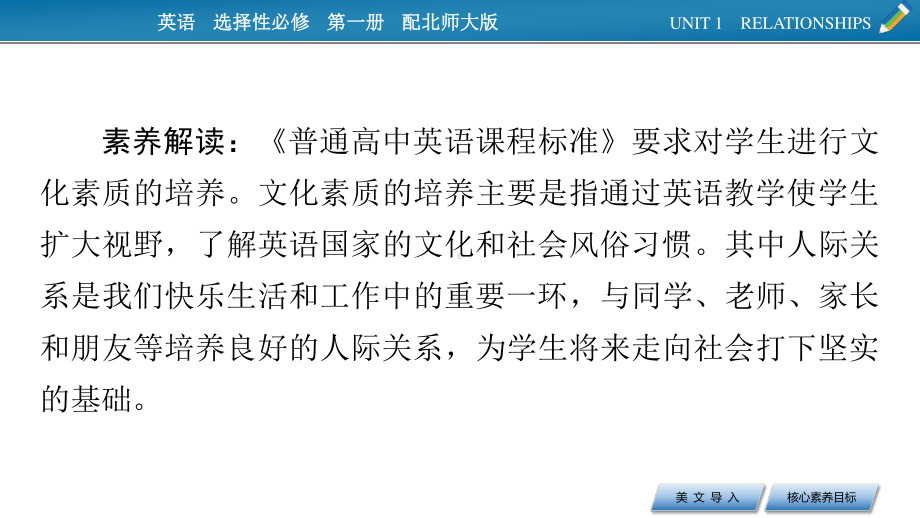 （新教材）2022版北师大英语选择性必修第一册课件：UNIT 1　RELATIONSHIPS单元导读 .pptx_第3页