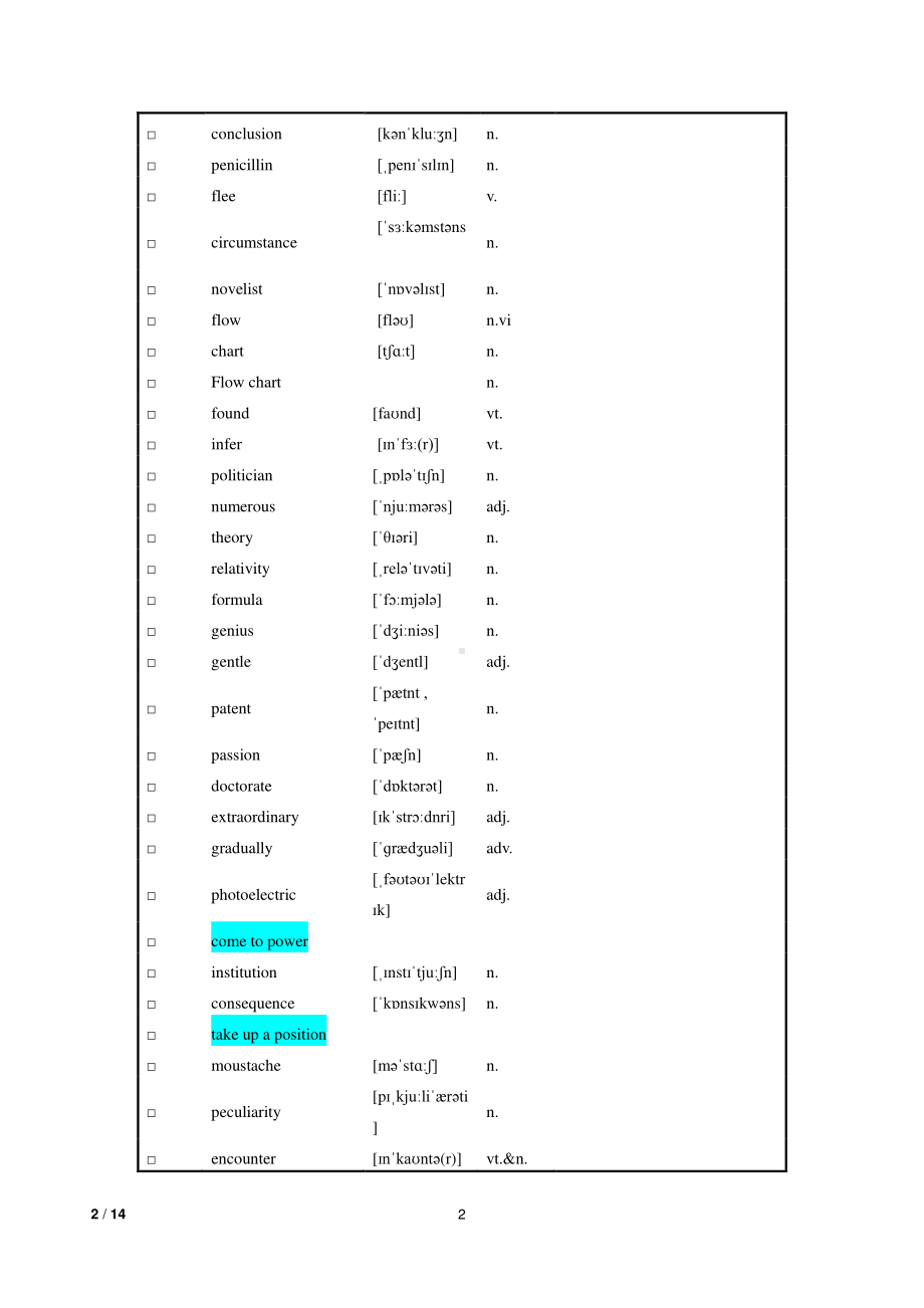 2021新版人教版选修一英语Unit1 People of achievement 同步测试题.doc_第2页